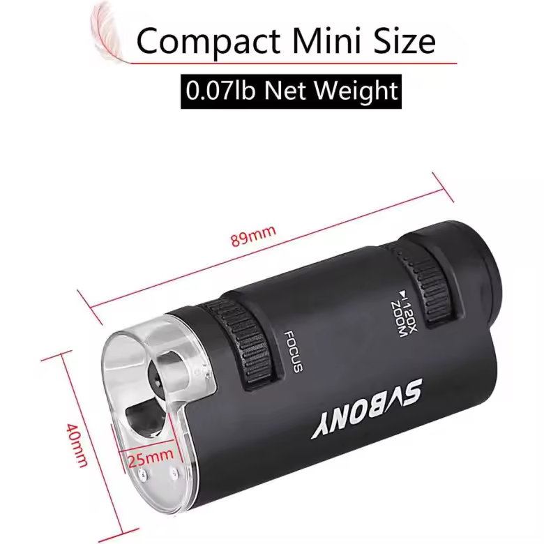 Svbony SV603 Portable Handheld Microscope 60x 120x Zoom LED Kids Mini
