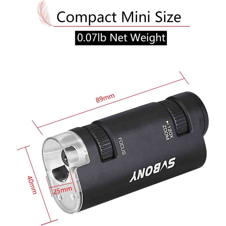 Svbony SV603 Portable Handheld Microscope 60x 120x Zoom LED Kids Mini
