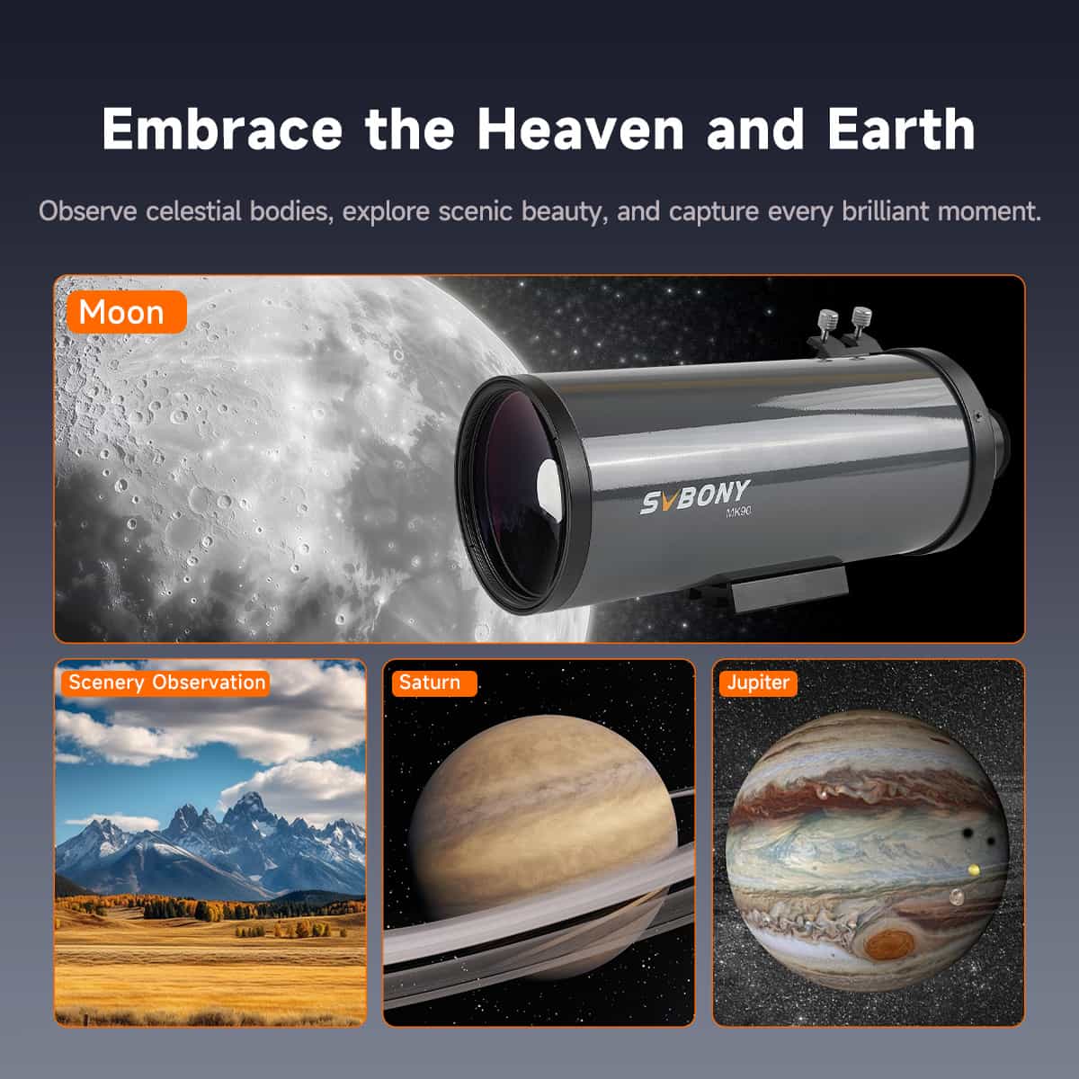 MK90 90mm Portable Maksutov Cassegrain Telescope – Great for Bird Watching, Long Range Viewing and Lunar Planetary Observations