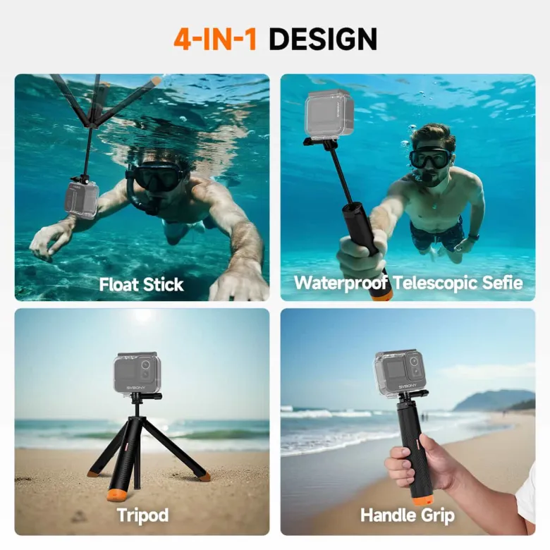 SVBONY Waterproof Floating Hand Grip Tripod Pole for Action Camera