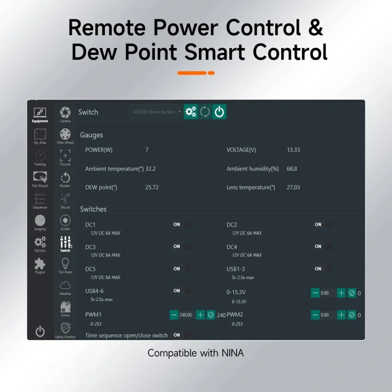 Astro Power Controller for Astrophotography, Plug and Play, SV241 Pro SVBONY