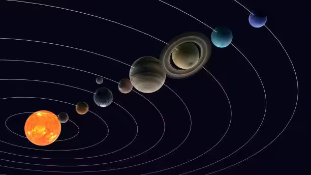 Planets are arranged around the sun.