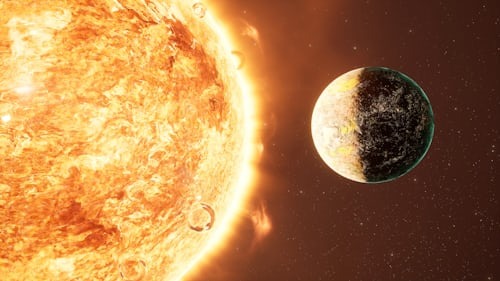 A close-up view of Mercury in the solar system.