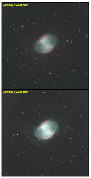 Comparison of SV220 7nm and 3nm filter imaging effects