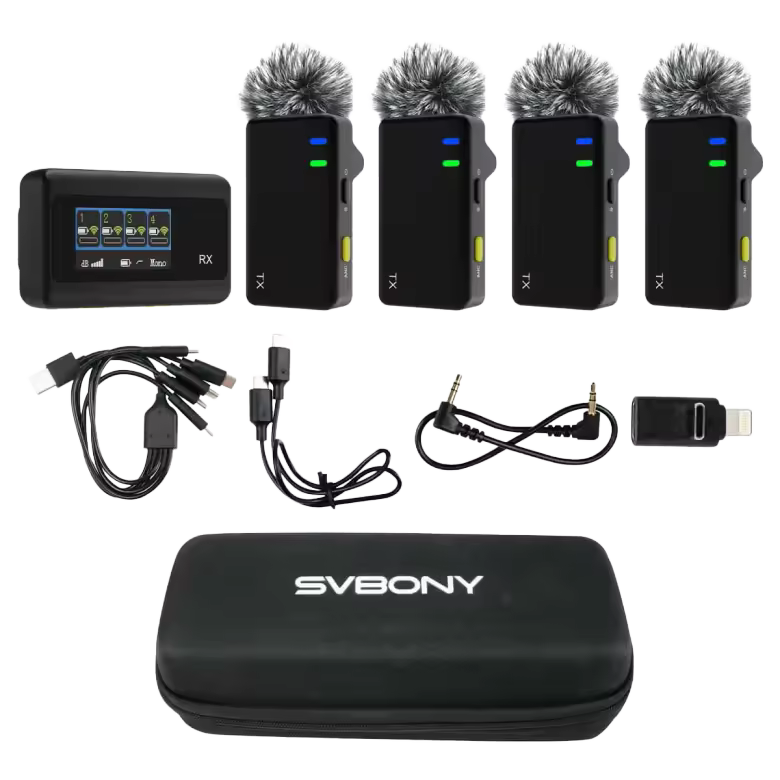Svbony SVMic D4 Wireless Lavalier Microphone 4 Channel Interview Mic