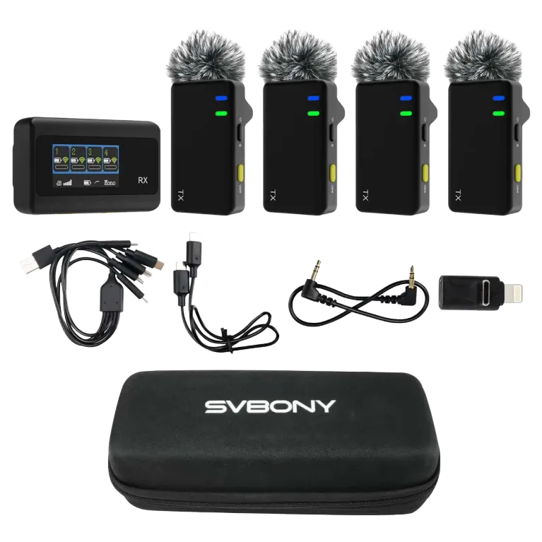 Svbony SVMic D4 Wireless Lavalier Microphone 4 Channel Interview Mic