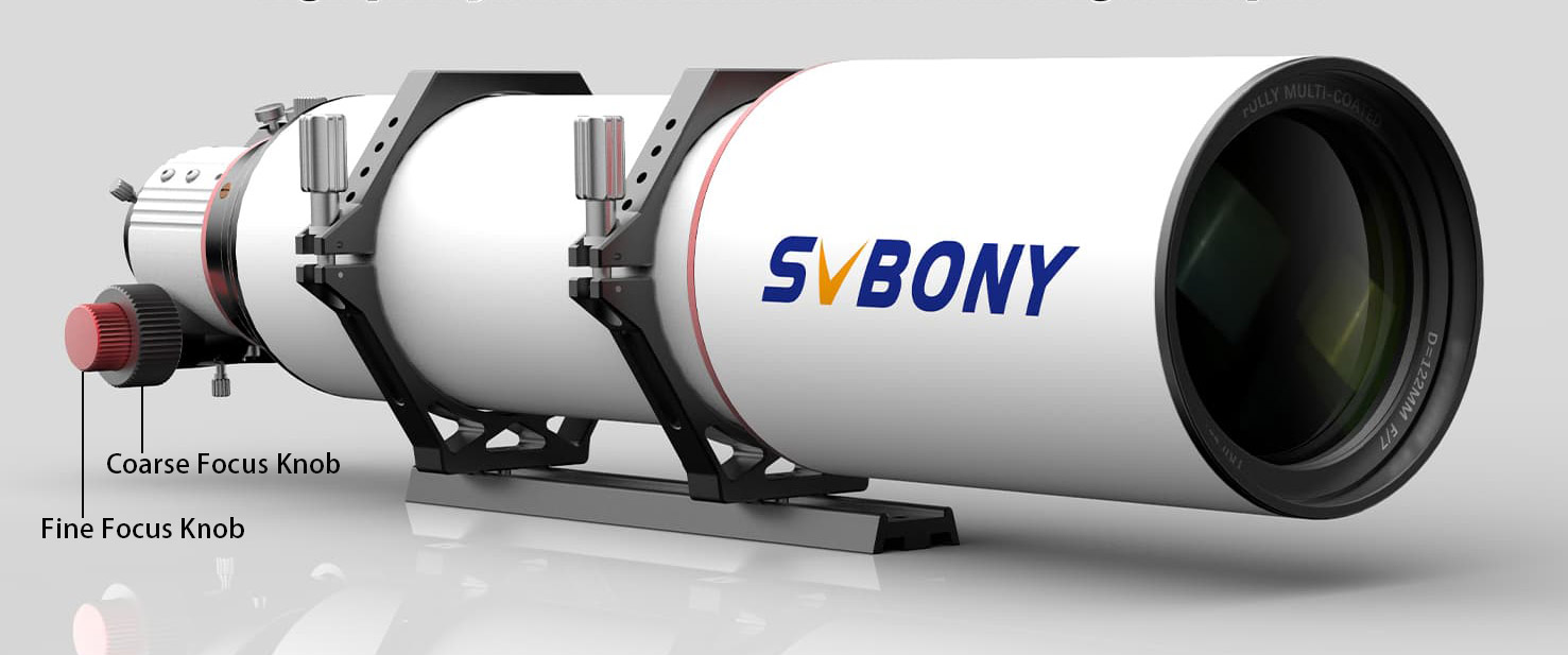 Diagram of a refractor telescope's focus knob