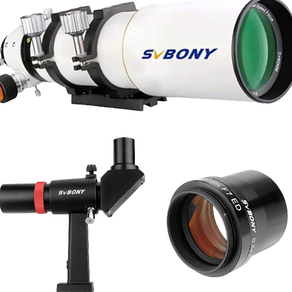 SVBONY SV503 80 F7 ED Telescope Bundle With SV193 Focal Reducer & SV182 6x30 Right-Angle Correct-Image Optical Finder Scope For Astronomy