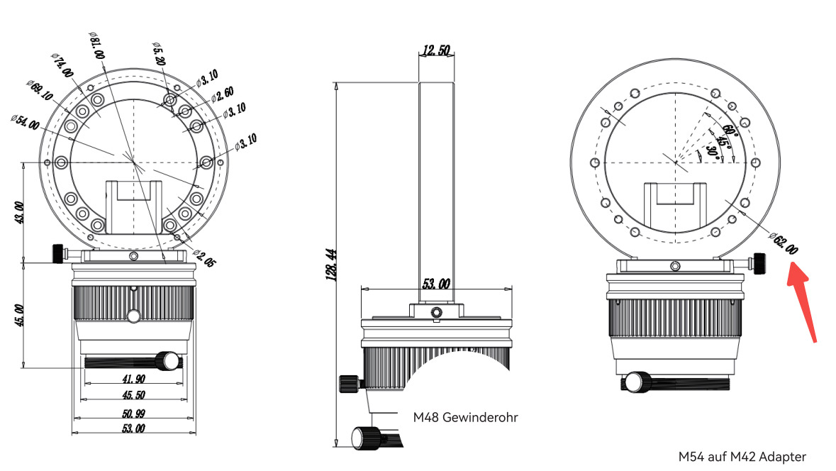 The distance from the filter drawer mounting screw holes to the center is 31mm.