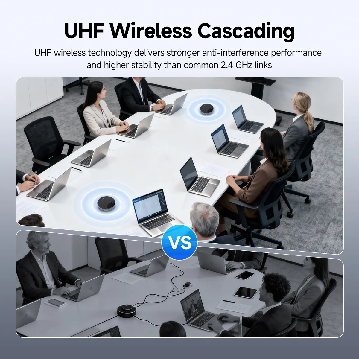 SVBONY SVN O1: Wireless Daisy-Chain Conference Mic with AI Noise Reduction, 360° Pickup