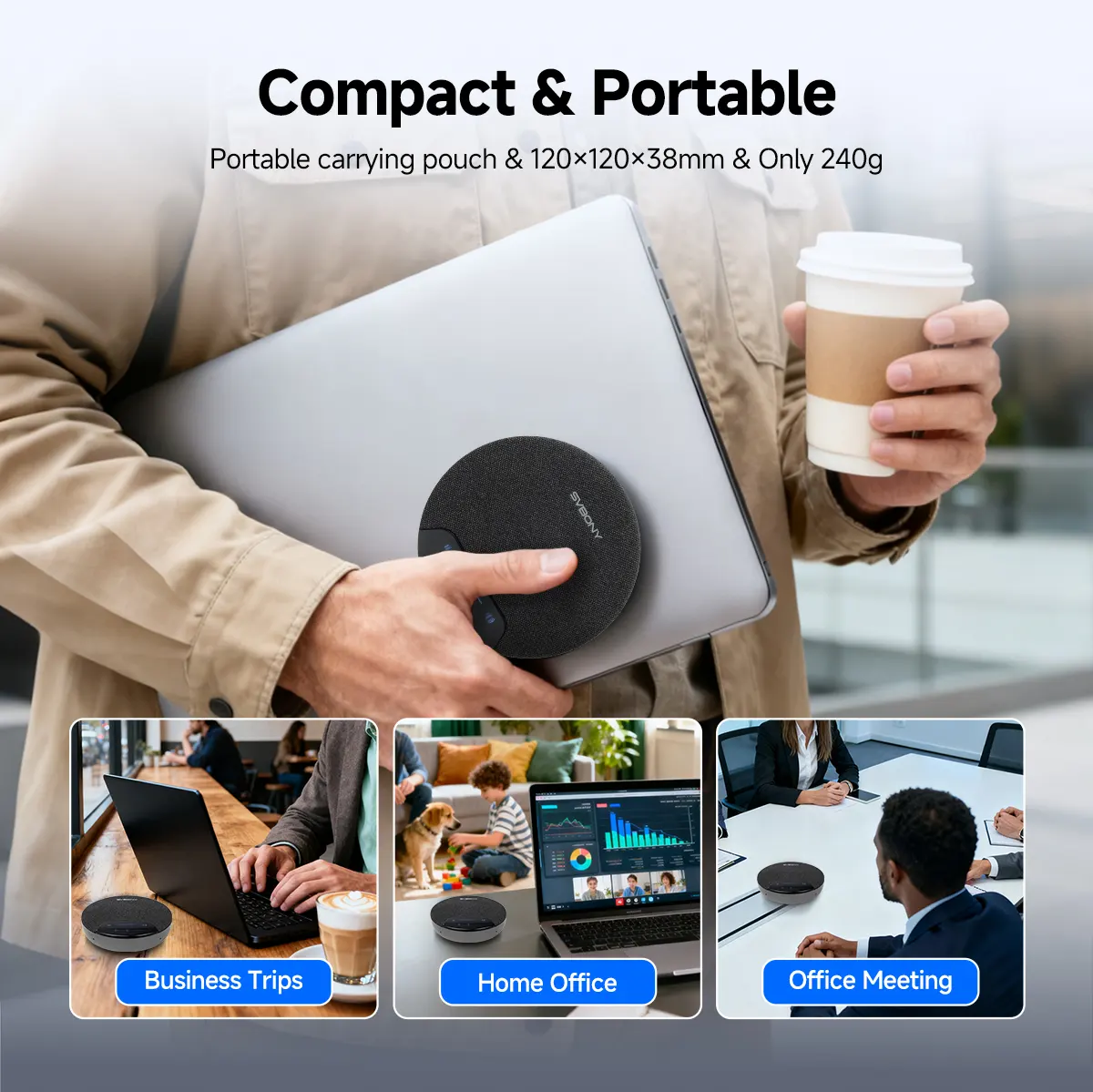 SVBONY SVN O1: Wireless Daisy-Chain Conference Mic with AI Noise Reduction, 360° Pickup