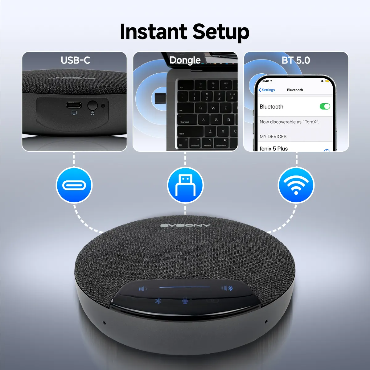 SVBONY SVN O1: Wireless Daisy-Chain Conference Mic with AI Noise Reduction, 360° Pickup