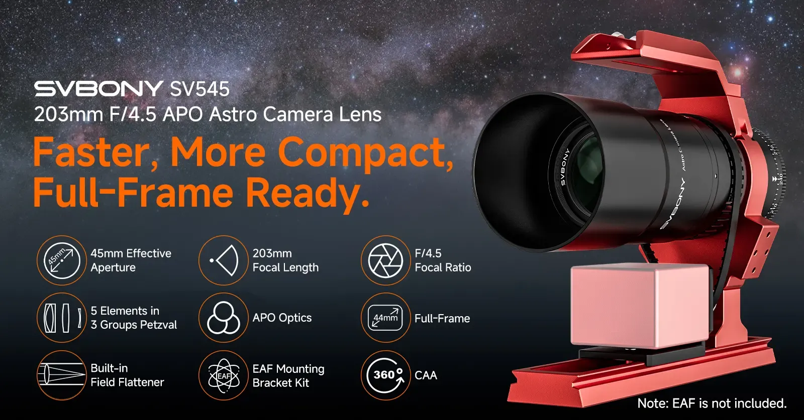 SVBONY SV545 203mm F/4.5 APO Astro Camera Lens
