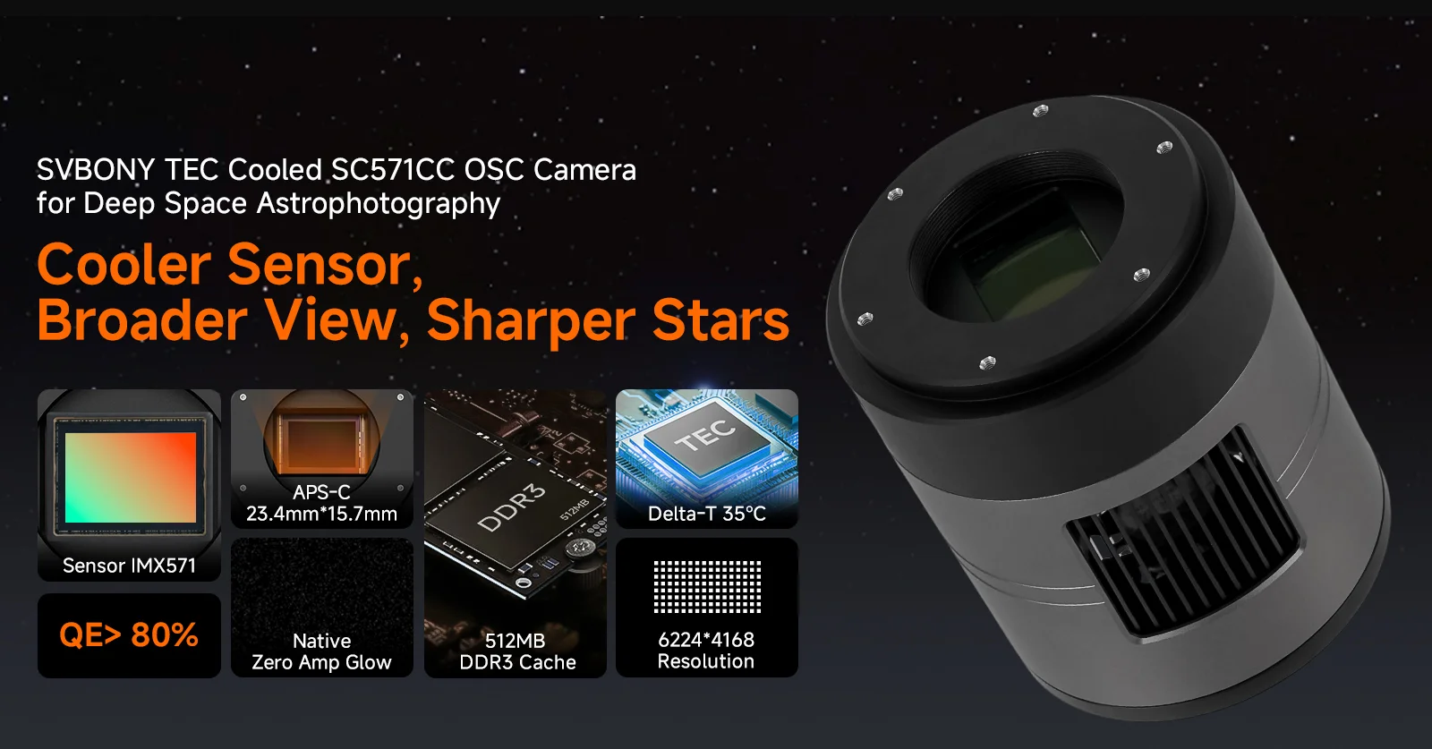 SVBONY SC571CC TEC Cooled Color Astronomy Camera with Sony IMX571 Sensor