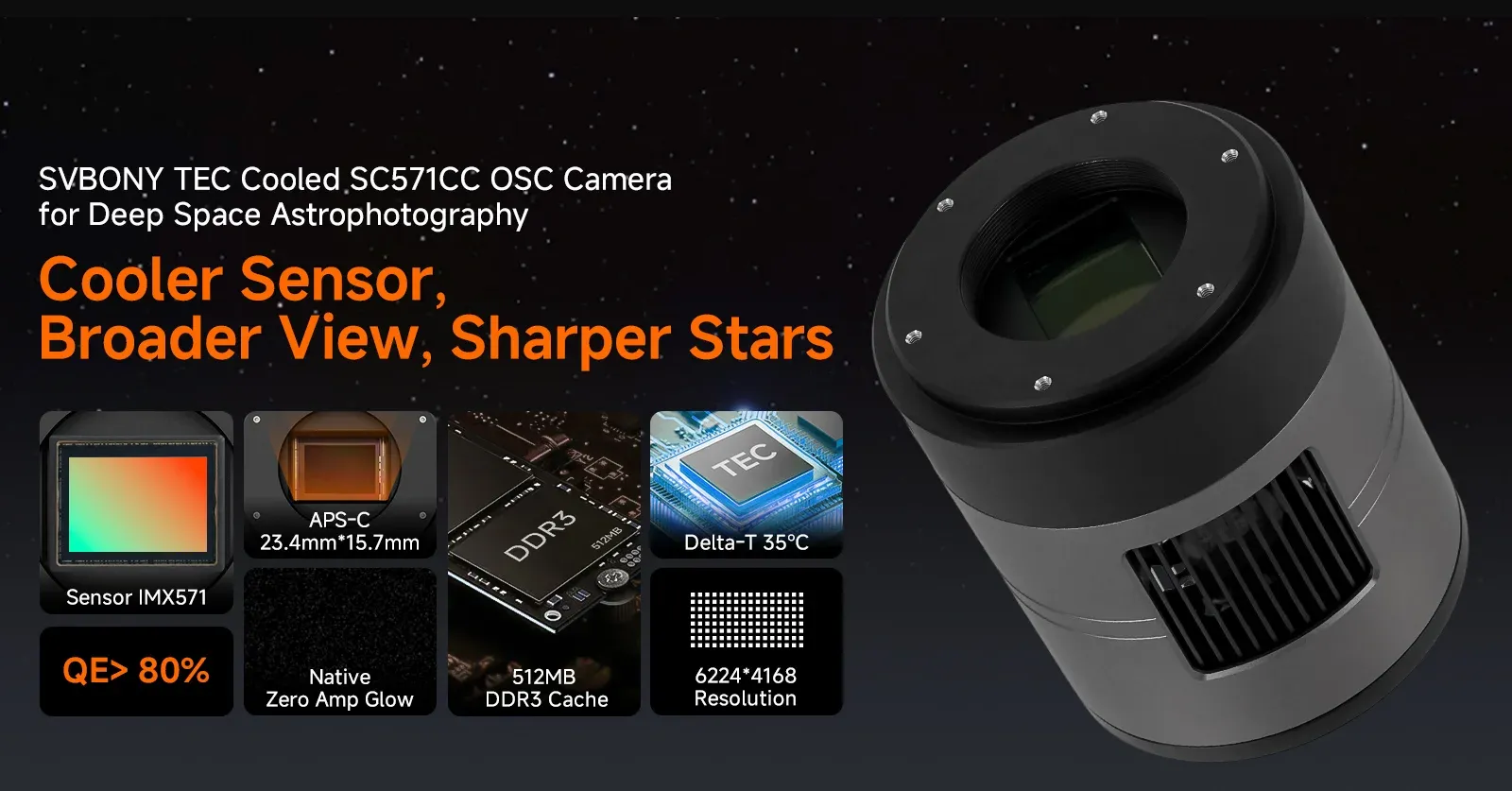 SVBONY SC571CC TEC Cooled Color Astronomy Camera with Sony IMX571 Sensor