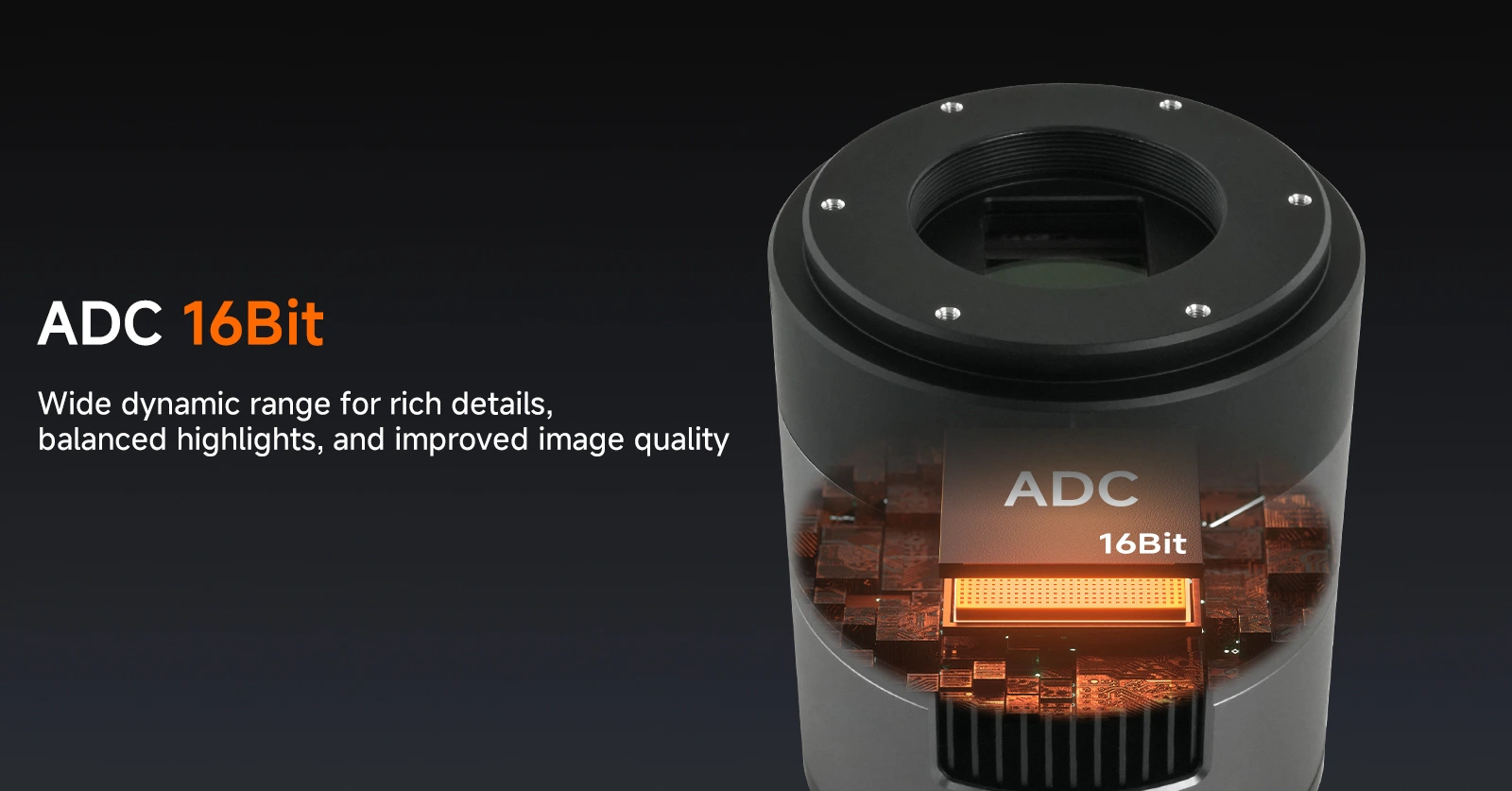 16-Bit ADC for Wide Dynamic Range and High-Quality Astrophotography Images