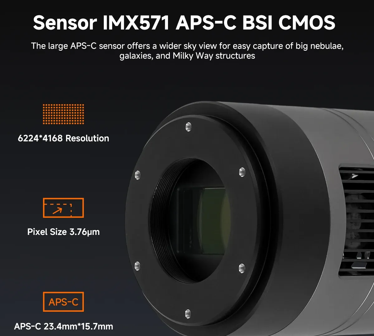 Sony IMX571 APS-C Back-Illuminated Sensor - 26MP, 80%+ QE, 3.76μm Pixel Size