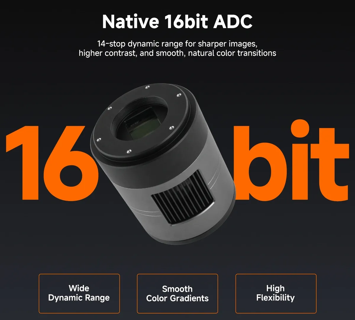 16-Bit ADC for Wide Dynamic Range and High-Quality Astrophotography Images