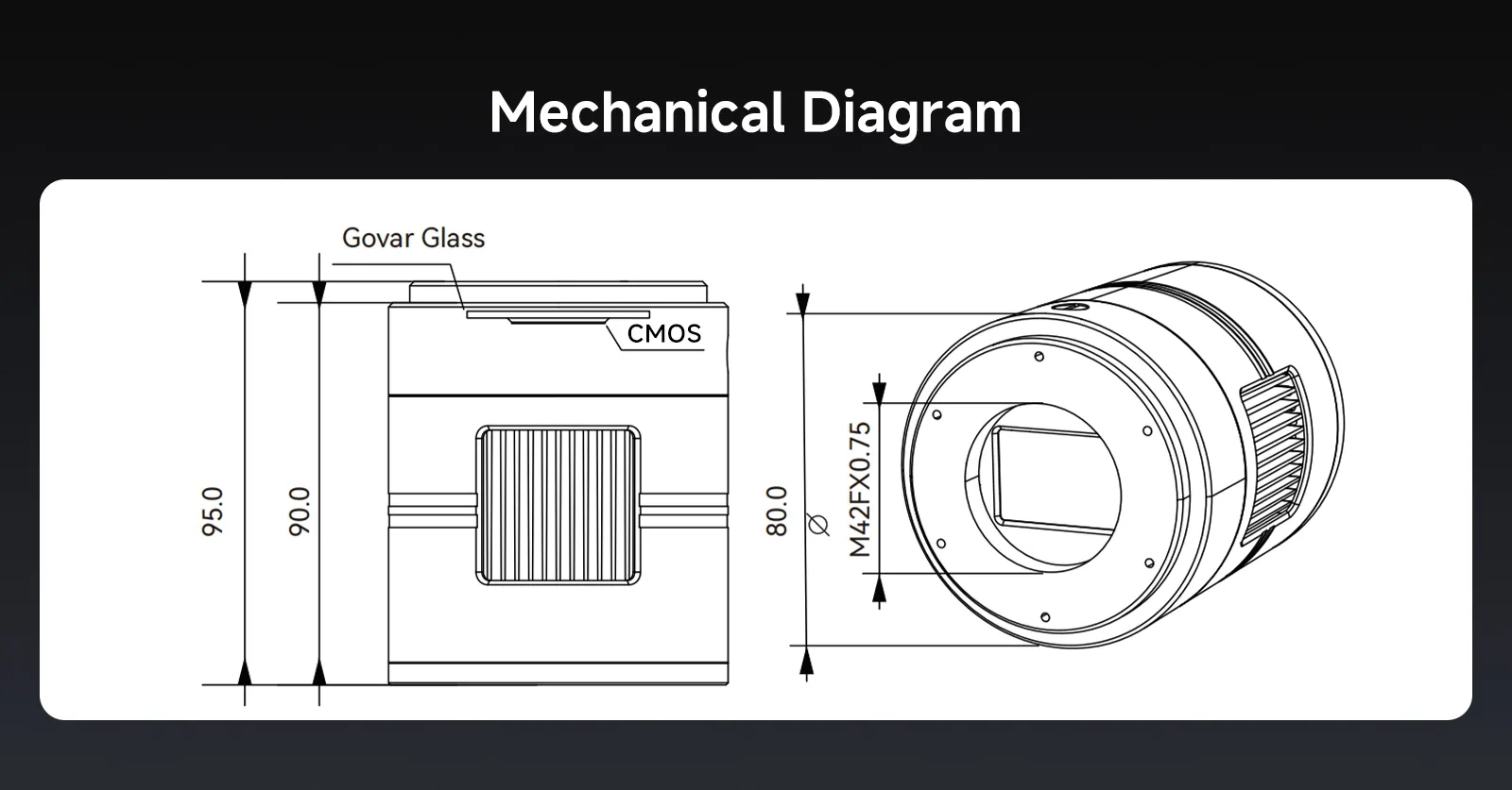 SC571CC Cooled Camera Mechanical Dimensions and Diagram