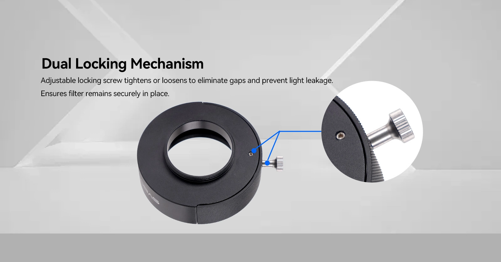 SV226P Filter Drawer Dual Locking Mechanism - Adjustable Screw Prevents Light Leak