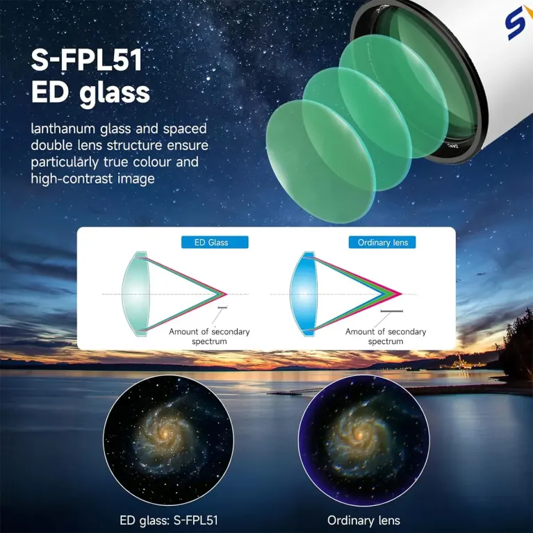 SVBONY SV503 102ED Telescope with SV193 0.8x Flattener for Imaging