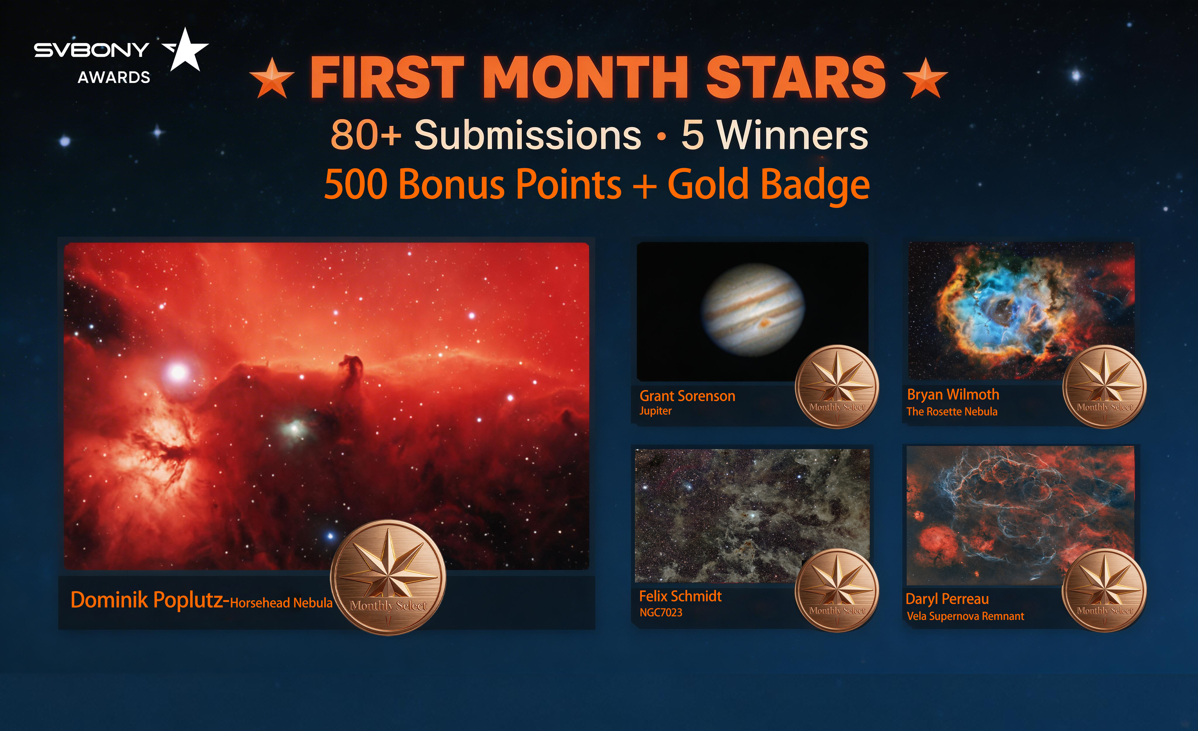 🎉 First Month of the Gallery: 80+ Works & 5 Monthly Stars! Each Wins 500 Points + a Gold Badge