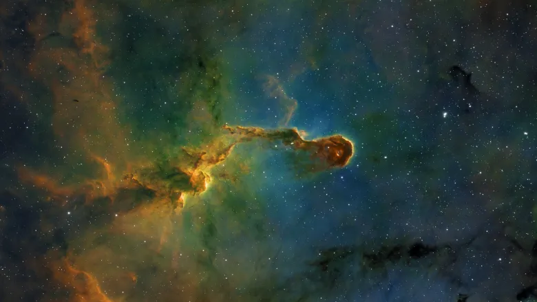 Close up of the Elephant Trunk Nebula using the SII, Ha, and OIII filter to produce a Hubble palette(SHO) final image.